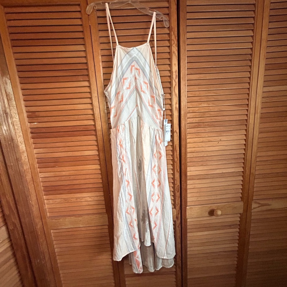 *NWT* O'Neill high low hem Aztec print Cream and Orange sleeveless Dress Sz M